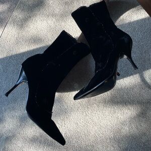 Sergio Rossi Velvet Black Heeled Boots